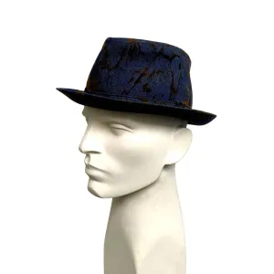 Philip Treacy Grey and Gold Fedora Hat