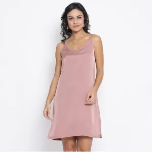 Pink Satin Spaghetti Dress