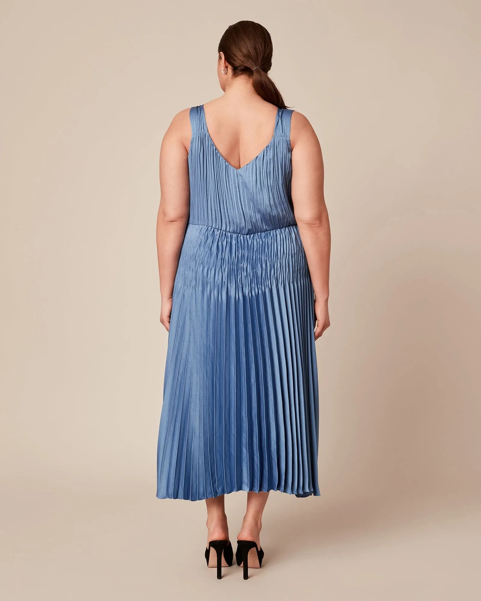 Pleated Slip Dress | BLUE