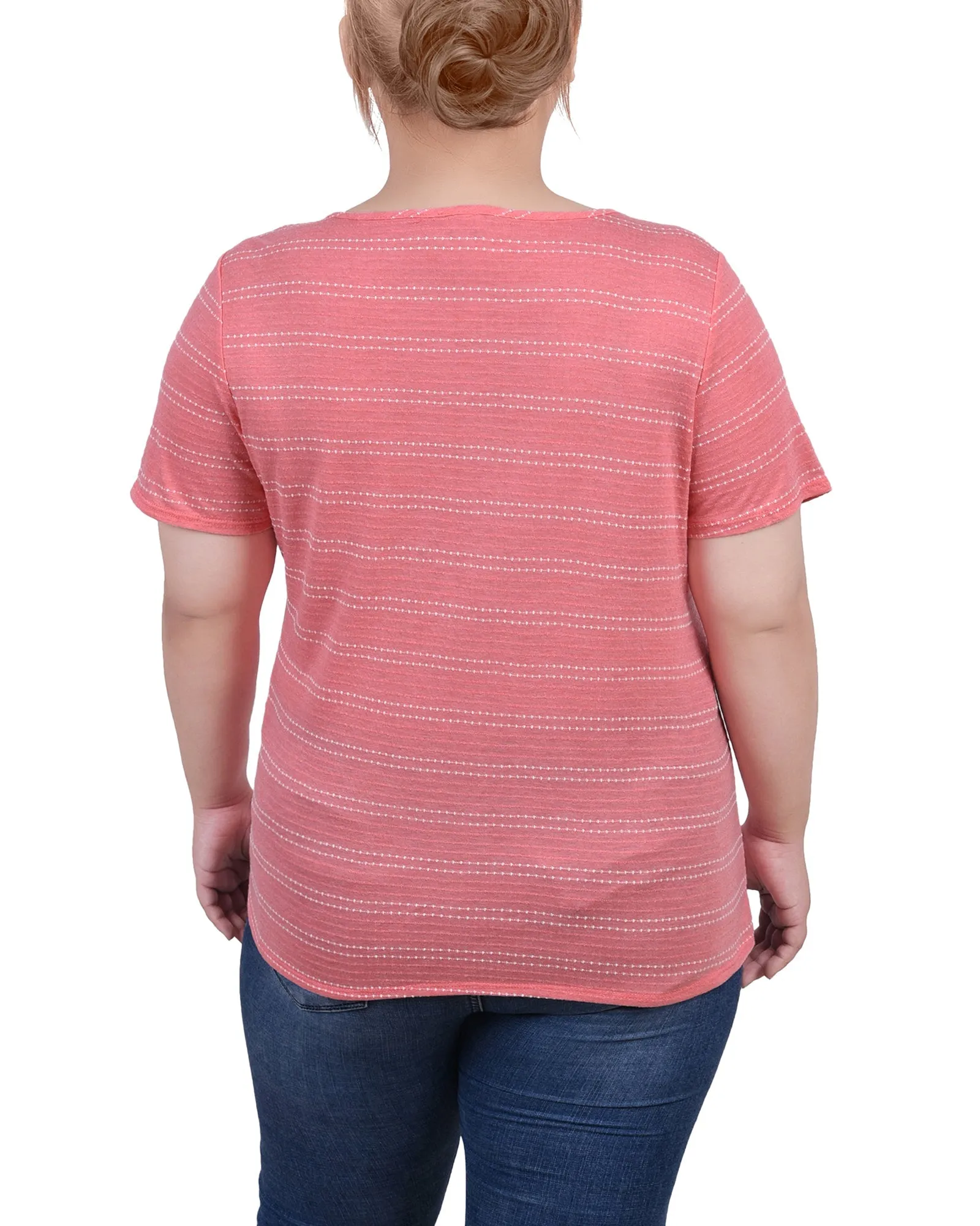 Plus Size Short Sleeve Tie Front Top
