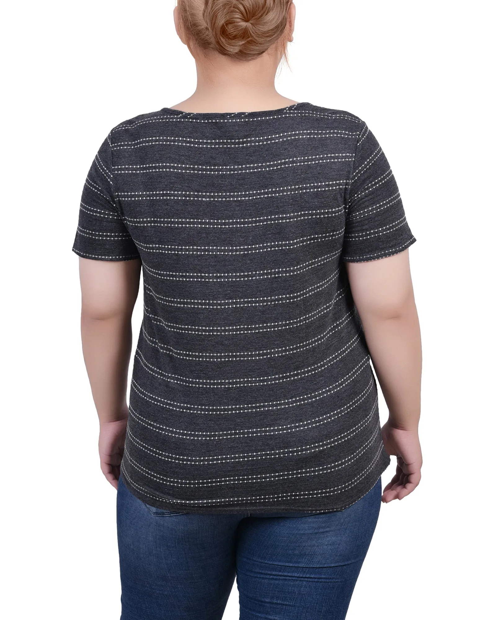 Plus Size Short Sleeve Tie Front Top