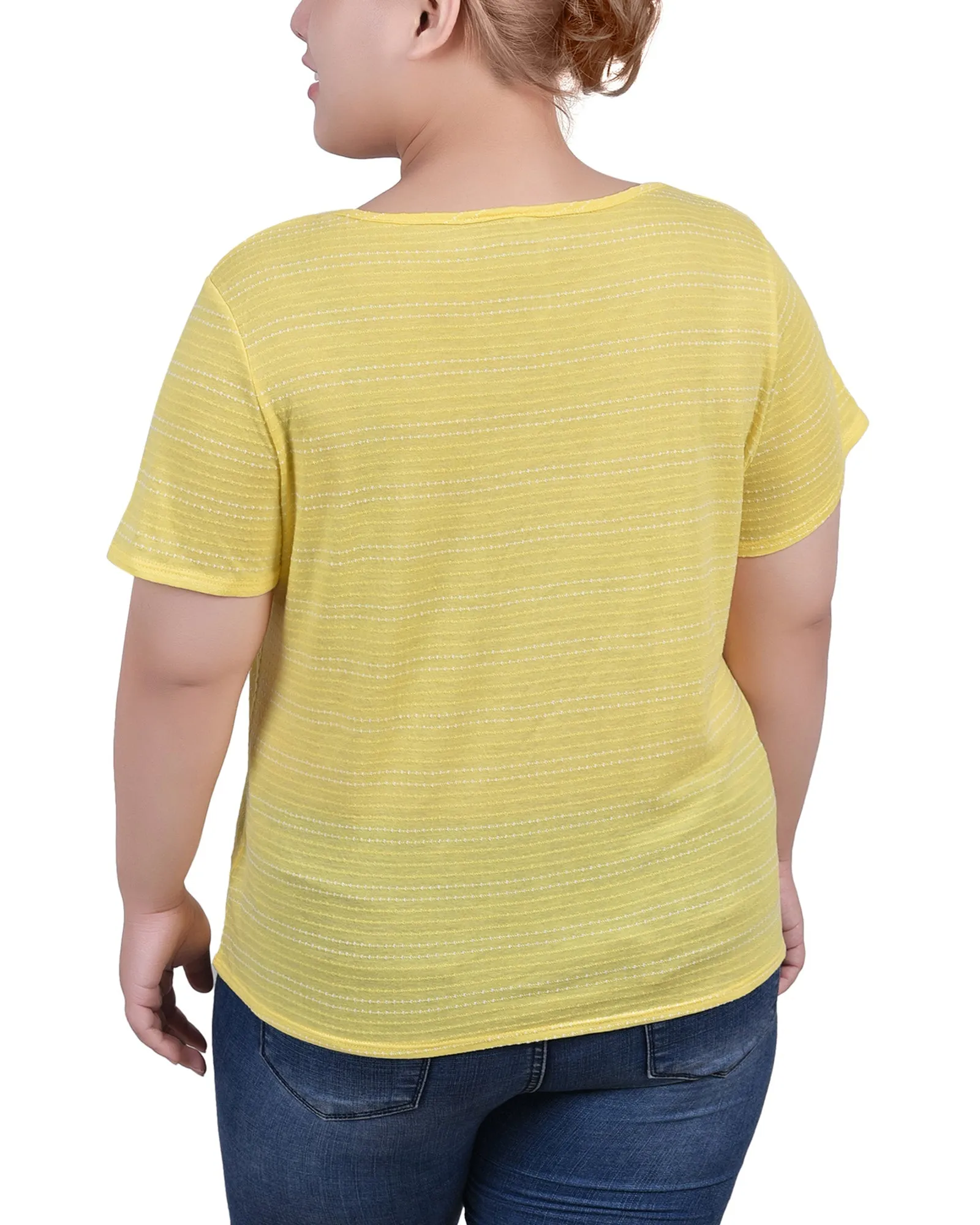 Plus Size Short Sleeve Tie Front Top