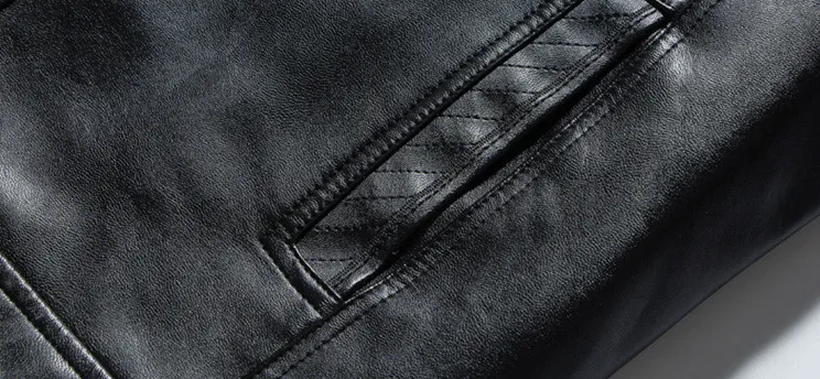Plush Leisure Stand Collar Leather Jacket
