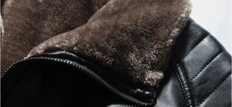 Plush Leisure Stand Collar Leather Jacket