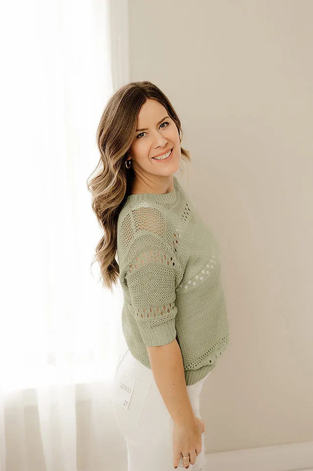 Pointelle Short Sleeve Top