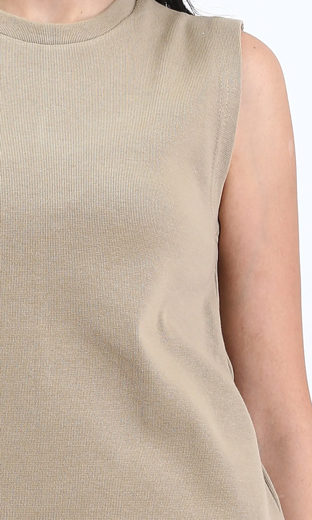 R210666 - Slip On Solid Casual Midi Dress - Light Coffee