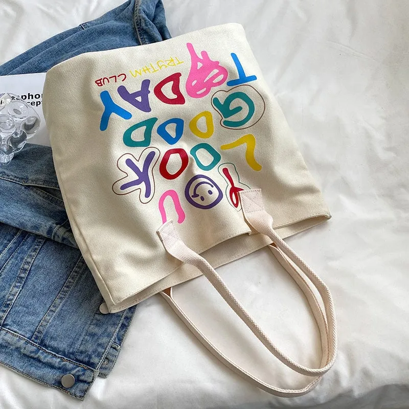 Rainbow Colored Alphabet Smiley Shoulder Bag