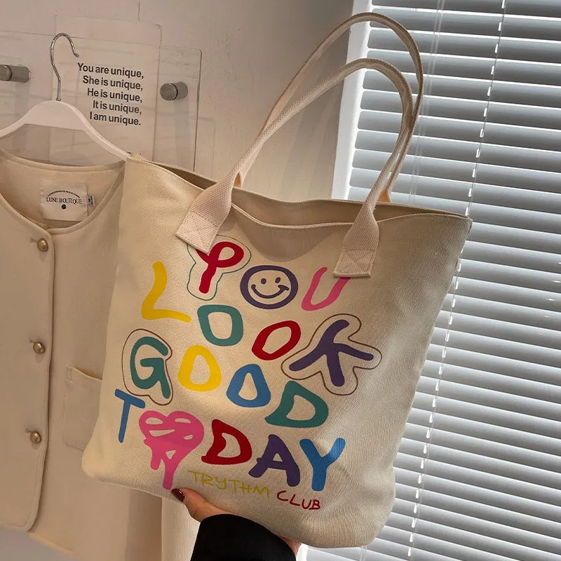 Rainbow Colored Alphabet Smiley Shoulder Bag