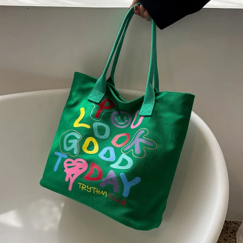 Rainbow Colored Alphabet Smiley Shoulder Bag