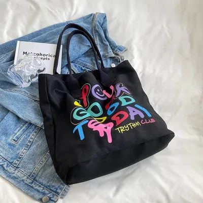 Rainbow Colored Alphabet Smiley Shoulder Bag