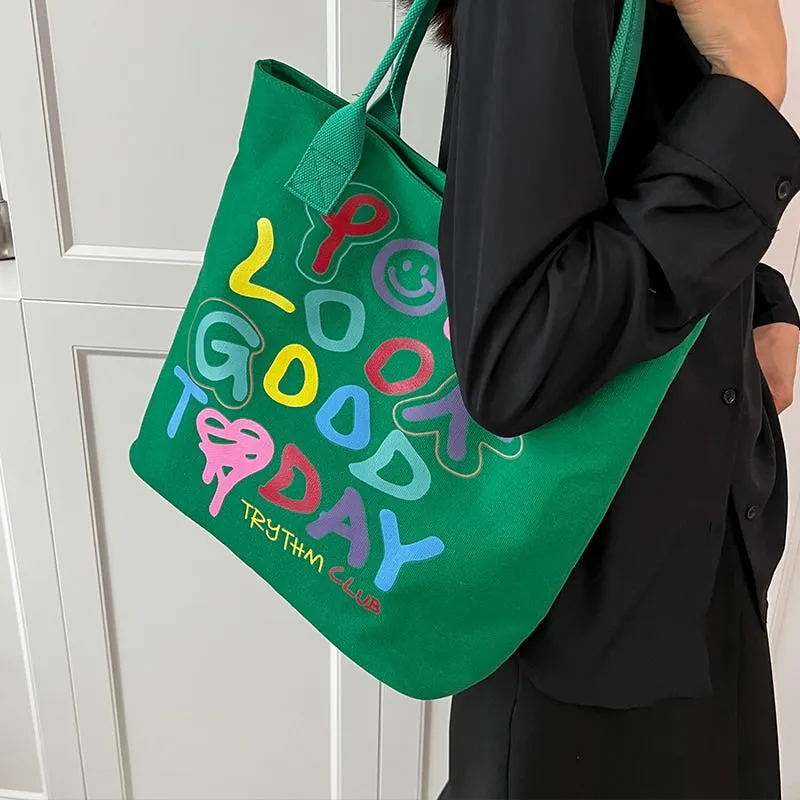 Rainbow Colored Alphabet Smiley Shoulder Bag