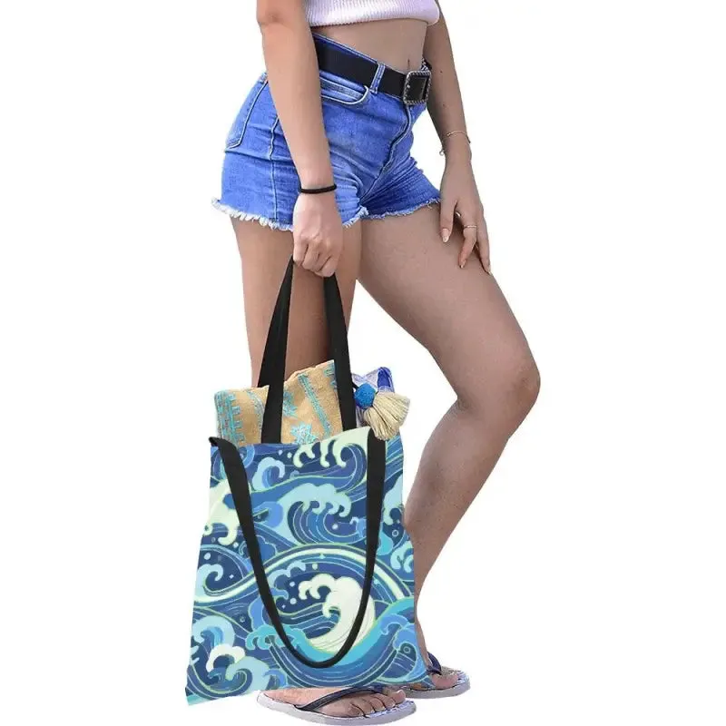 Ride the Waves with This Fun Print Canvas Tote Bag