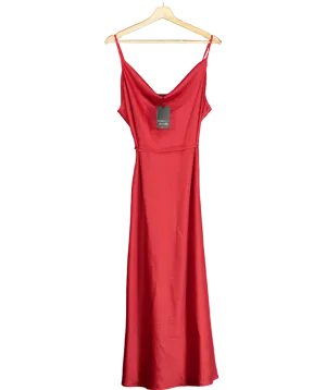 River Island Red Satin Cowl Neck Slip Midi Dress UK 16