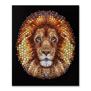Seven Wall Arts - Handmade Painting - Pixel Dot Lion Ben Heine Digital Circlism 32x40 Inch (80x100cm)