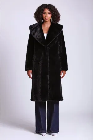 Shawl Collar Faux Fur Coat
