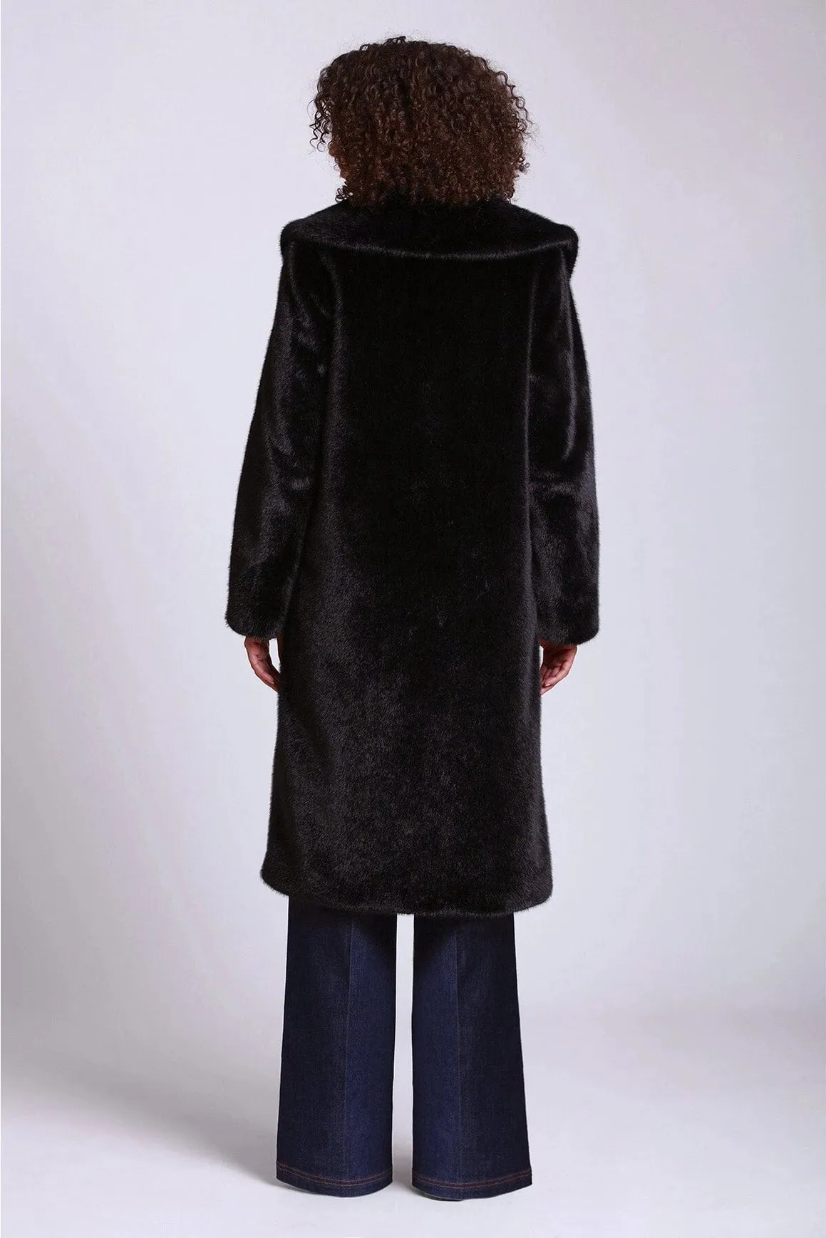 Shawl Collar Faux Fur Coat