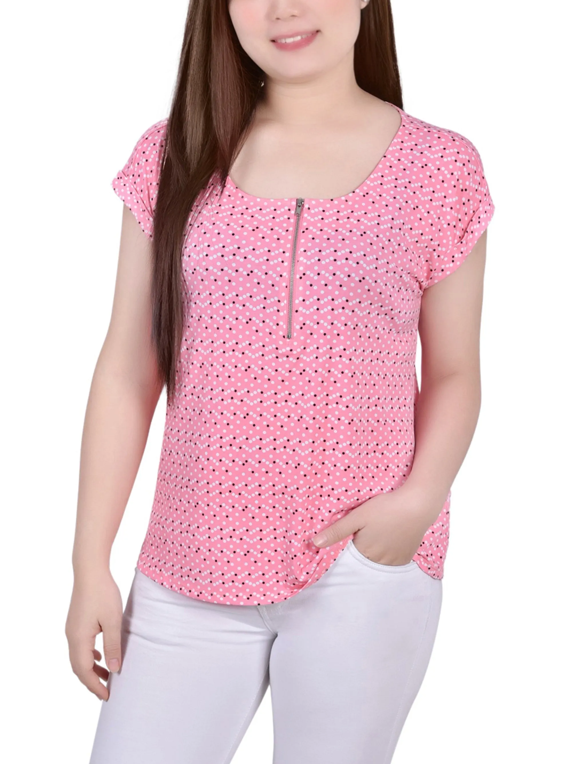 Short Extended Sleeve Zip Top