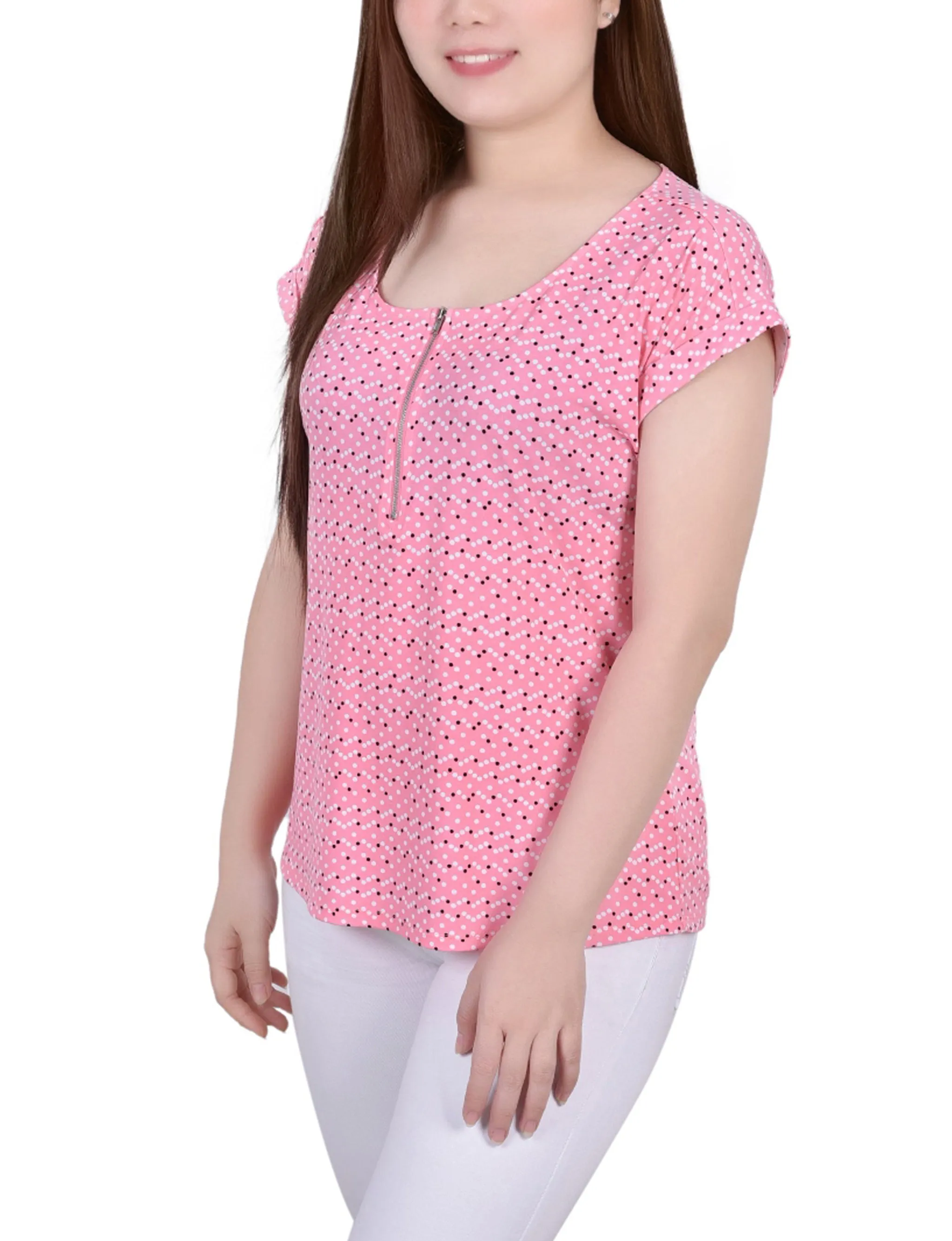 Short Extended Sleeve Zip Top
