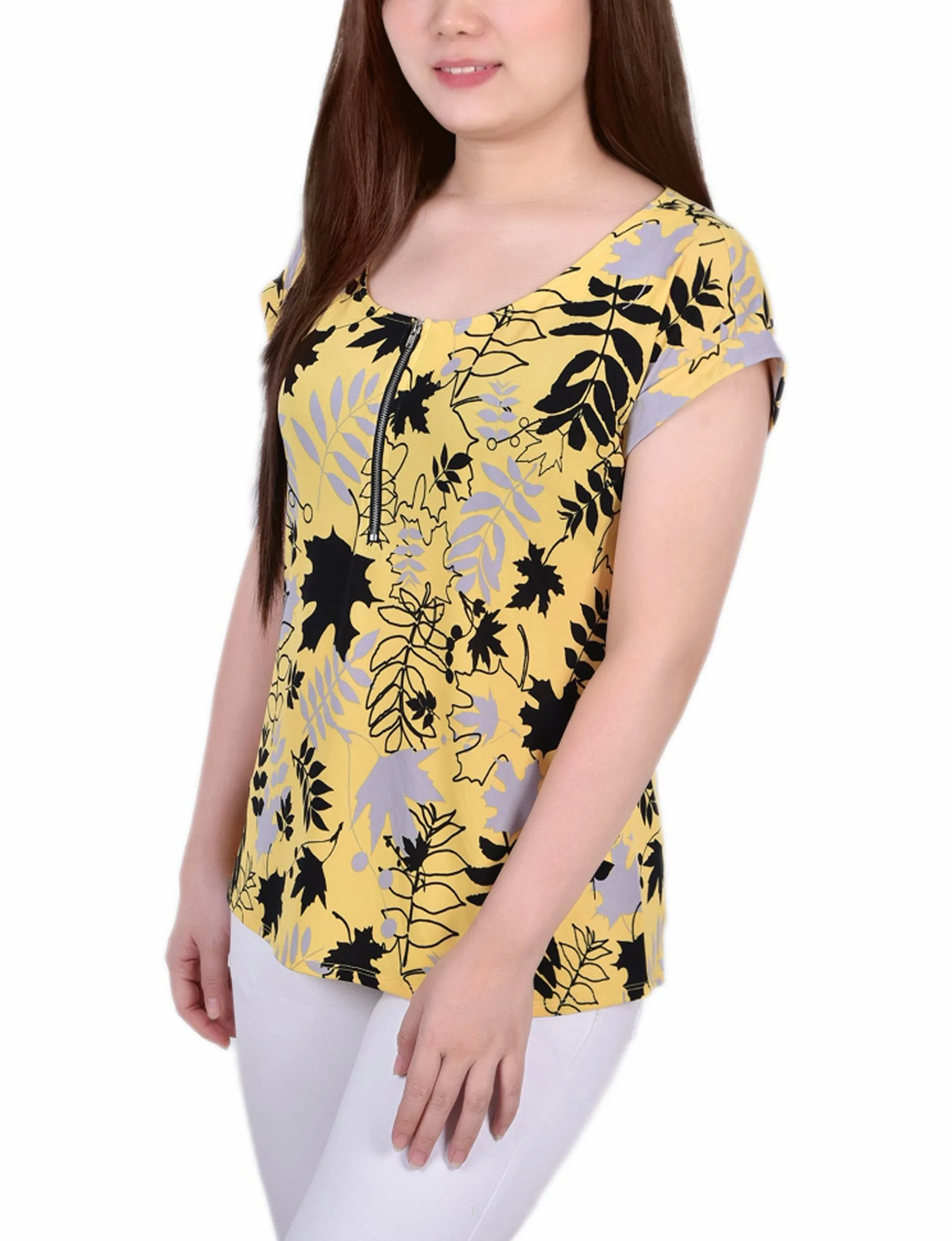 Short Extended Sleeve Zip Top