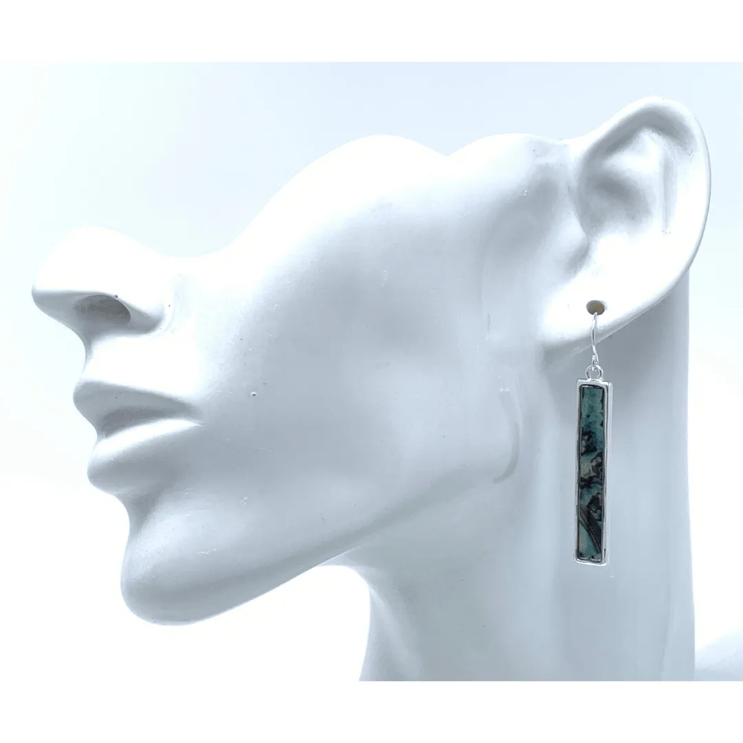 Silver Bar Abalone Earrings