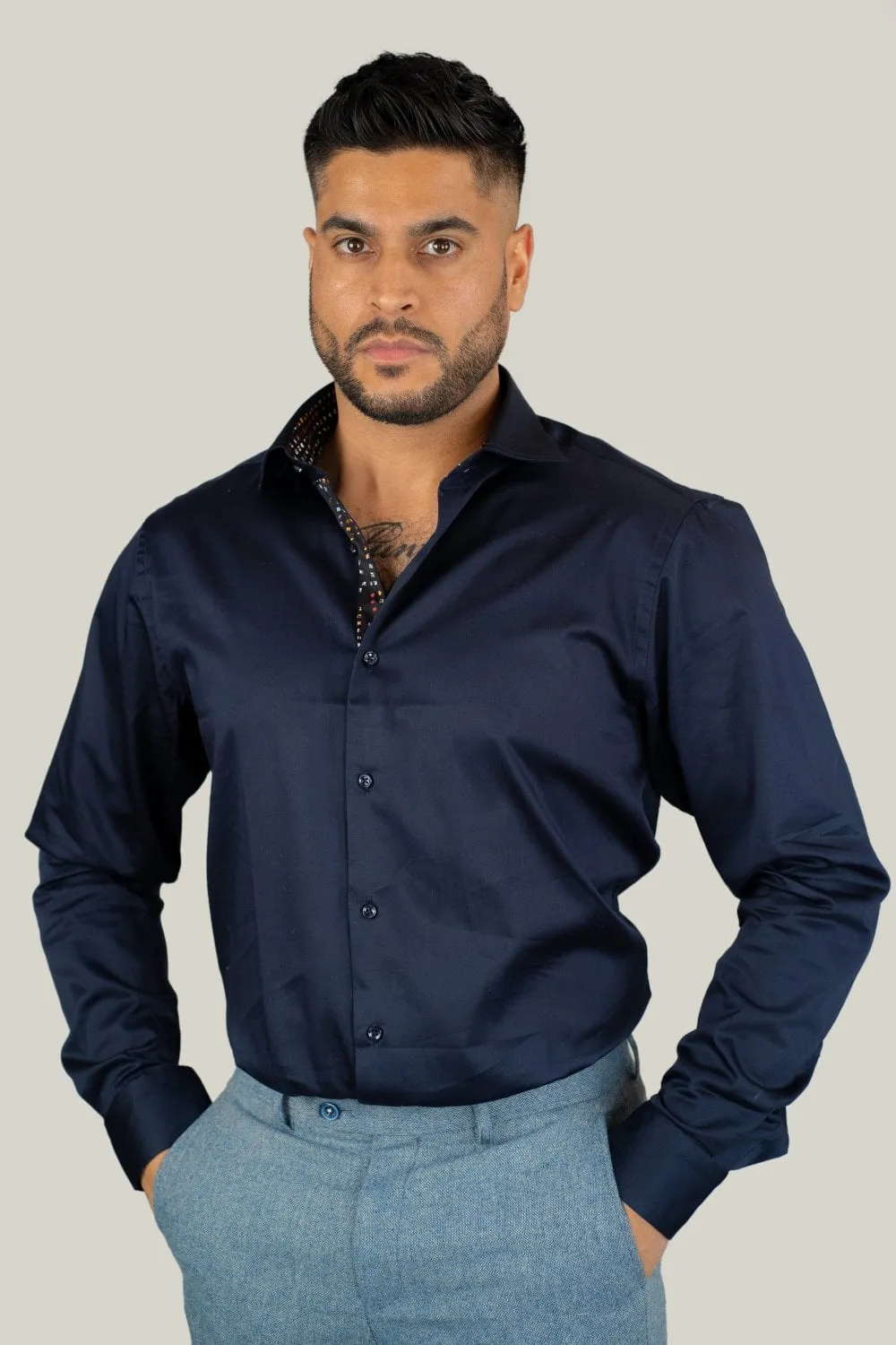 Simson Navy Cotton Shirt