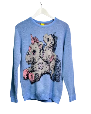 Size S - Iggy NYC Blue Unicorns Knit Sweater