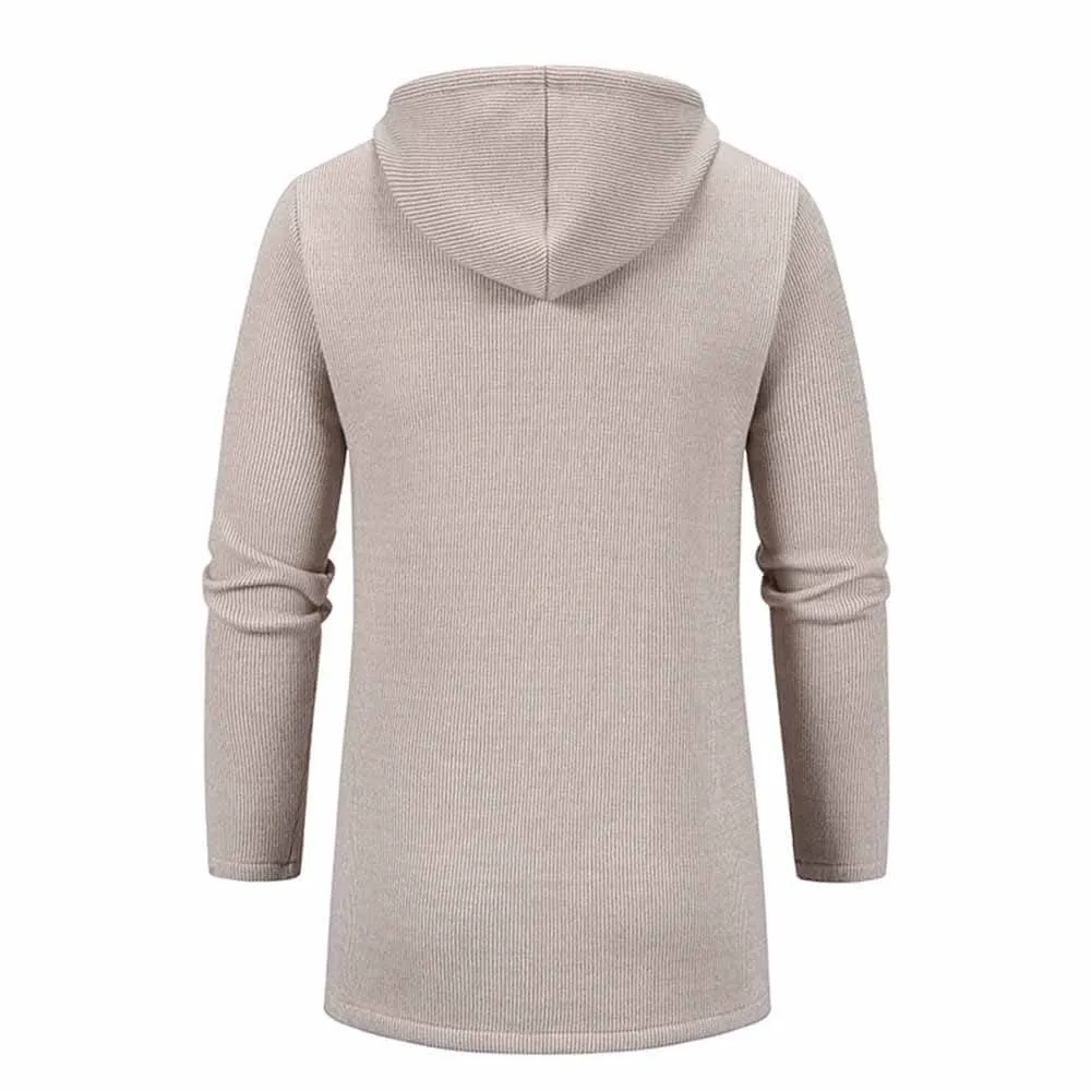 Solid Color Fleece Mid-Length Hooded Zipper Coat