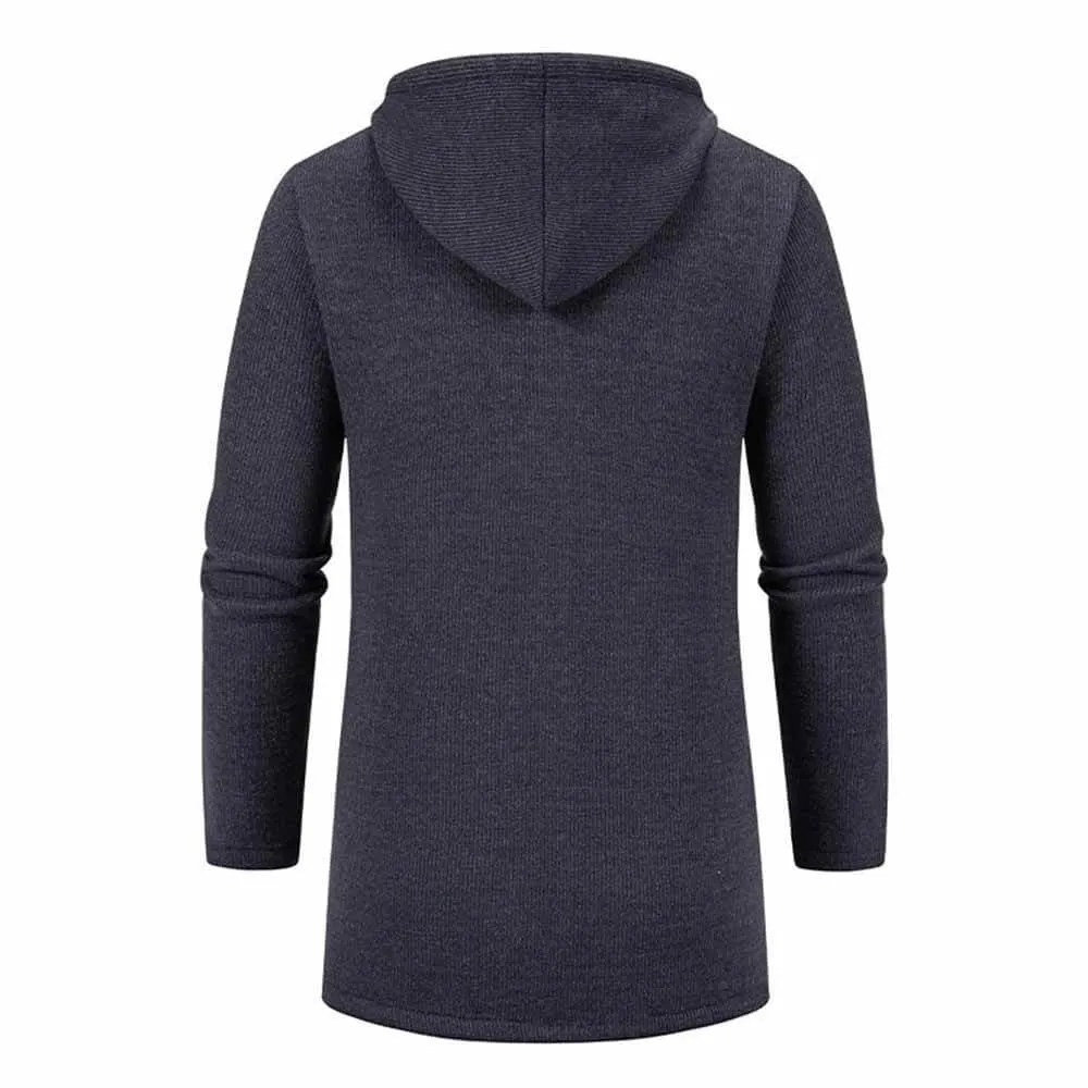 Solid Color Fleece Mid-Length Hooded Zipper Coat