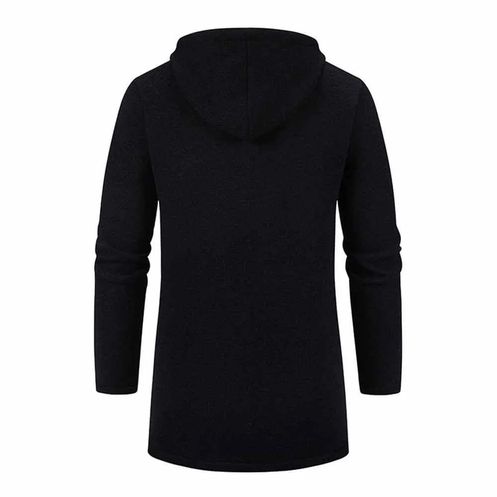 Solid Color Fleece Mid-Length Hooded Zipper Coat
