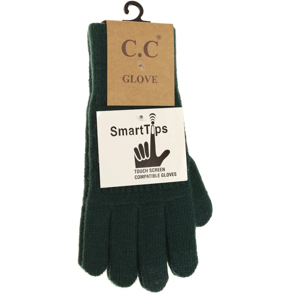 Solid Ribbed Knit Smart Touch Gloves by CC Beanie