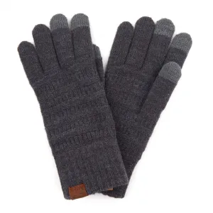 Solid Ribbed Knit Smart Touch Gloves by CC Beanie