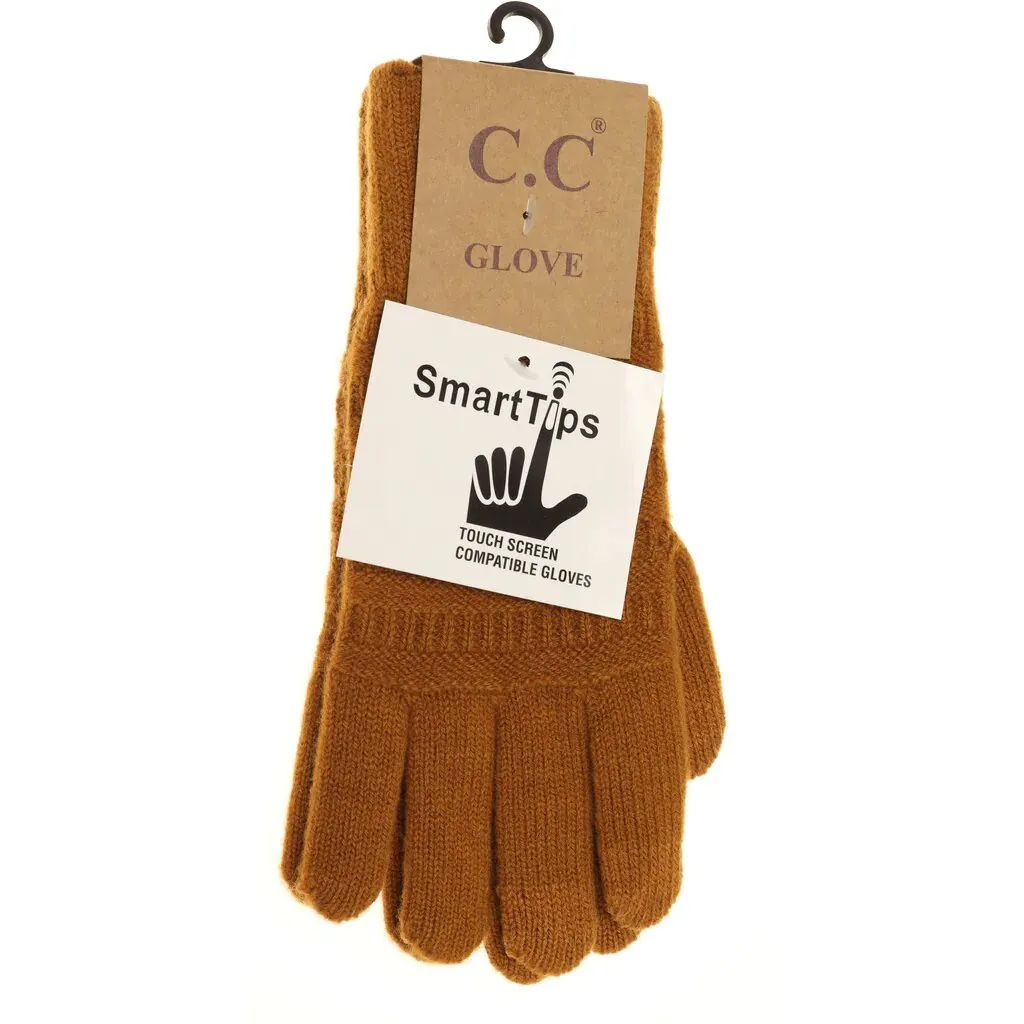 Solid Ribbed Knit Smart Touch Gloves by CC Beanie