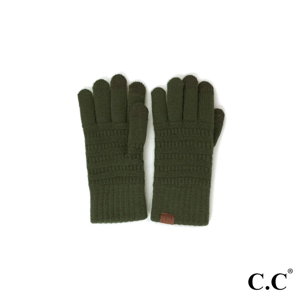Solid Ribbed Knit Smart Touch Gloves by CC Beanie
