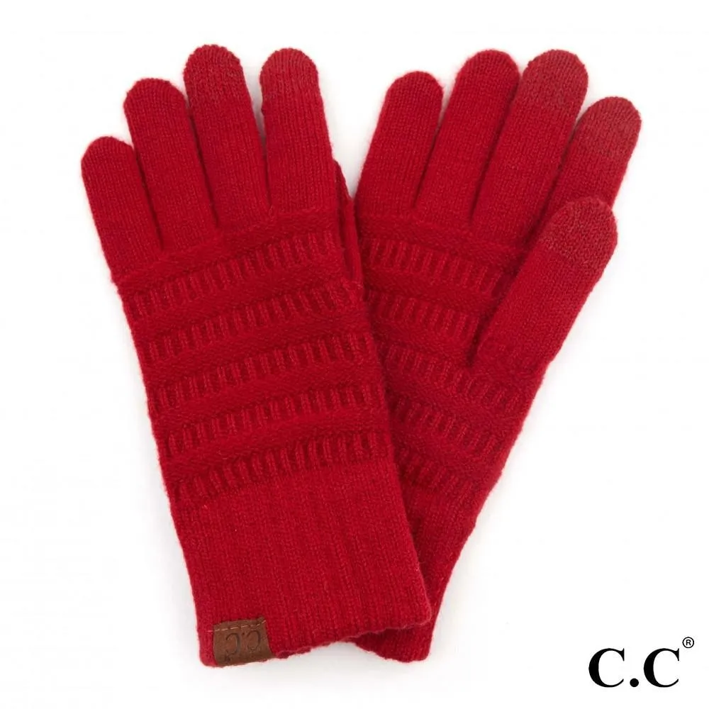Solid Ribbed Knit Smart Touch Gloves by CC Beanie