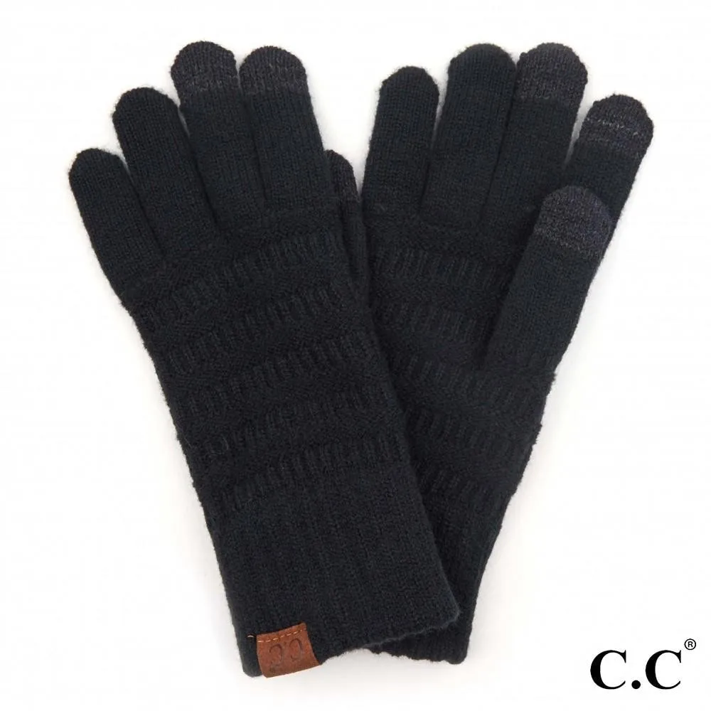 Solid Ribbed Knit Smart Touch Gloves by CC Beanie