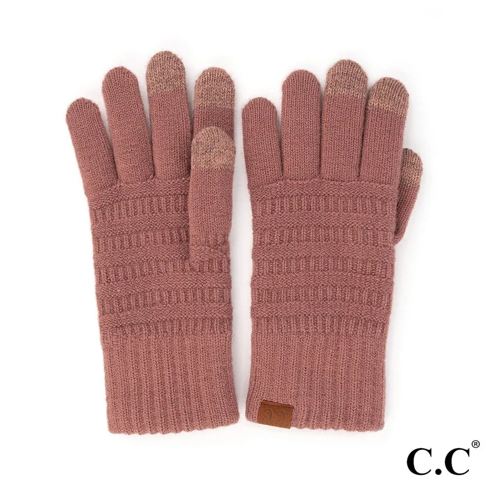 Solid Ribbed Knit Smart Touch Gloves by CC Beanie
