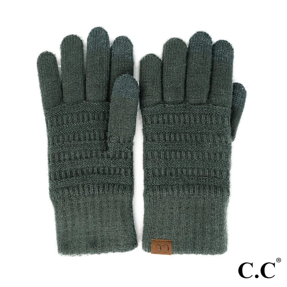 Solid Ribbed Knit Smart Touch Gloves by CC Beanie