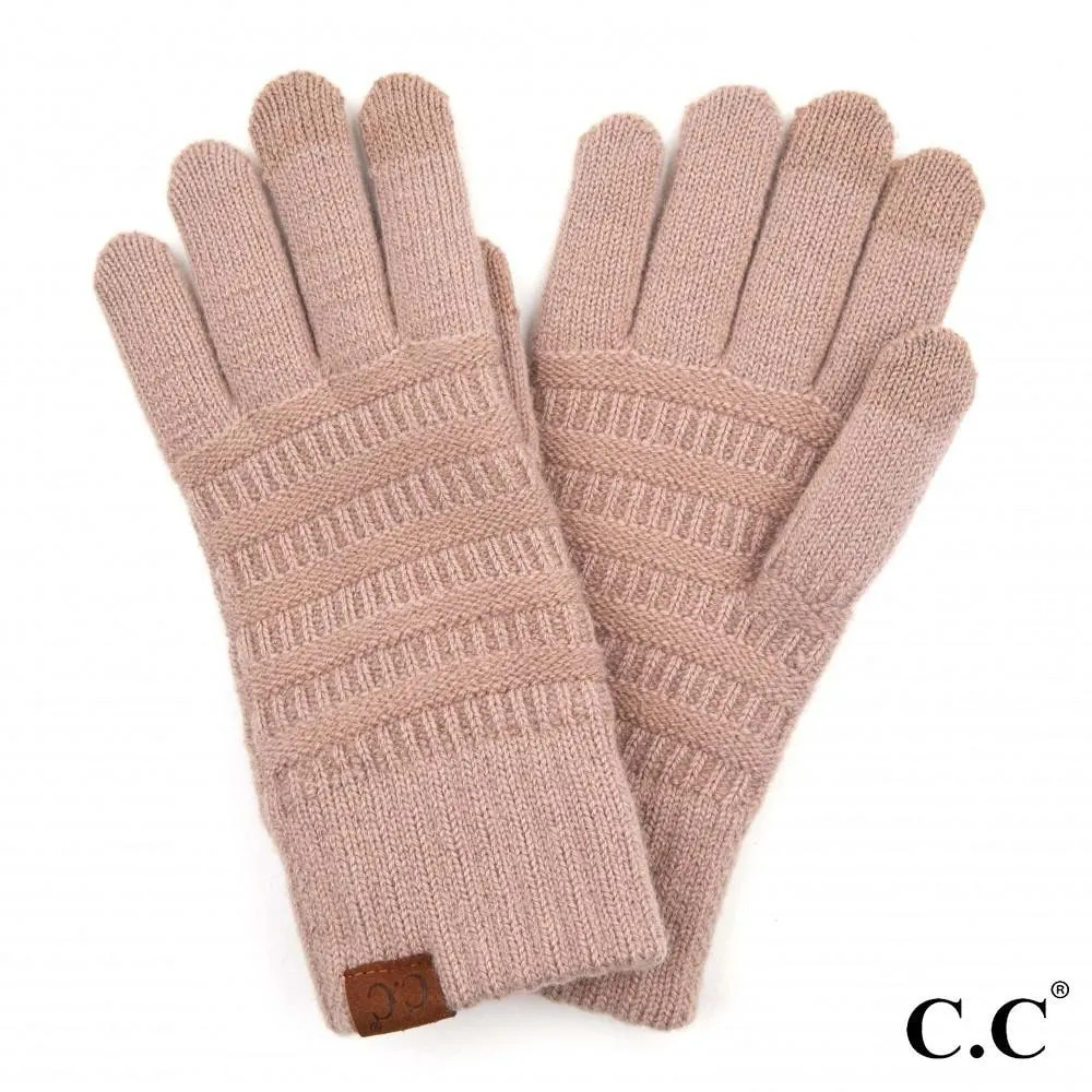Solid Ribbed Knit Smart Touch Gloves by CC Beanie