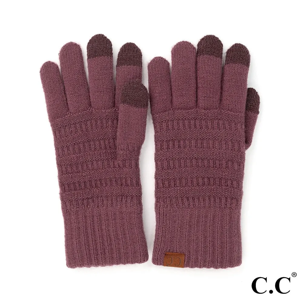 Solid Ribbed Knit Smart Touch Gloves by CC Beanie