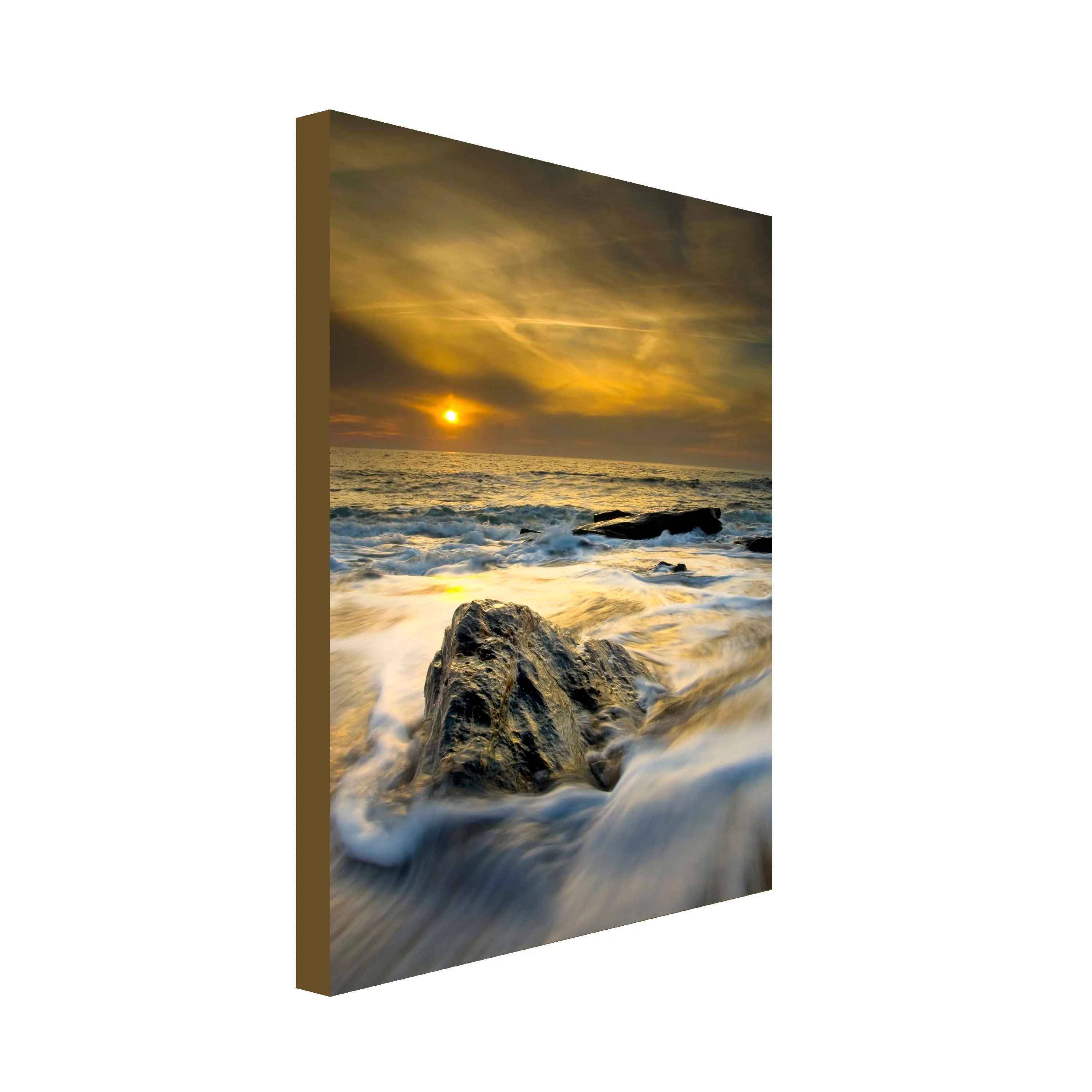 Sunset Rock at Sea Art Canvas