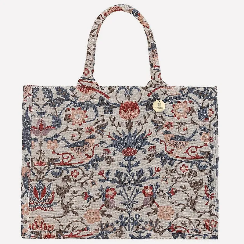 Tote Bag For Women Simple Retro Large Capacity Flower Handbag