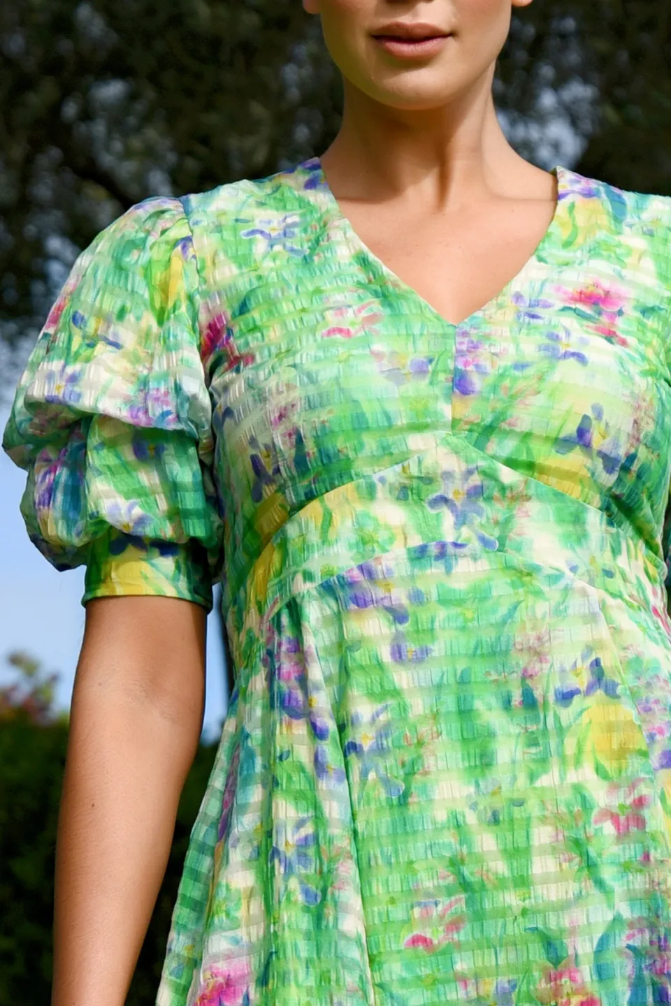 Treat Yourself Green Floral Midi Dress