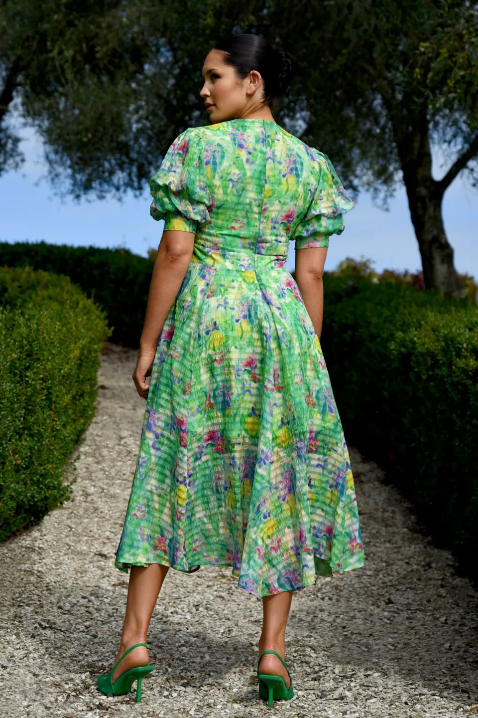 Treat Yourself Green Floral Midi Dress