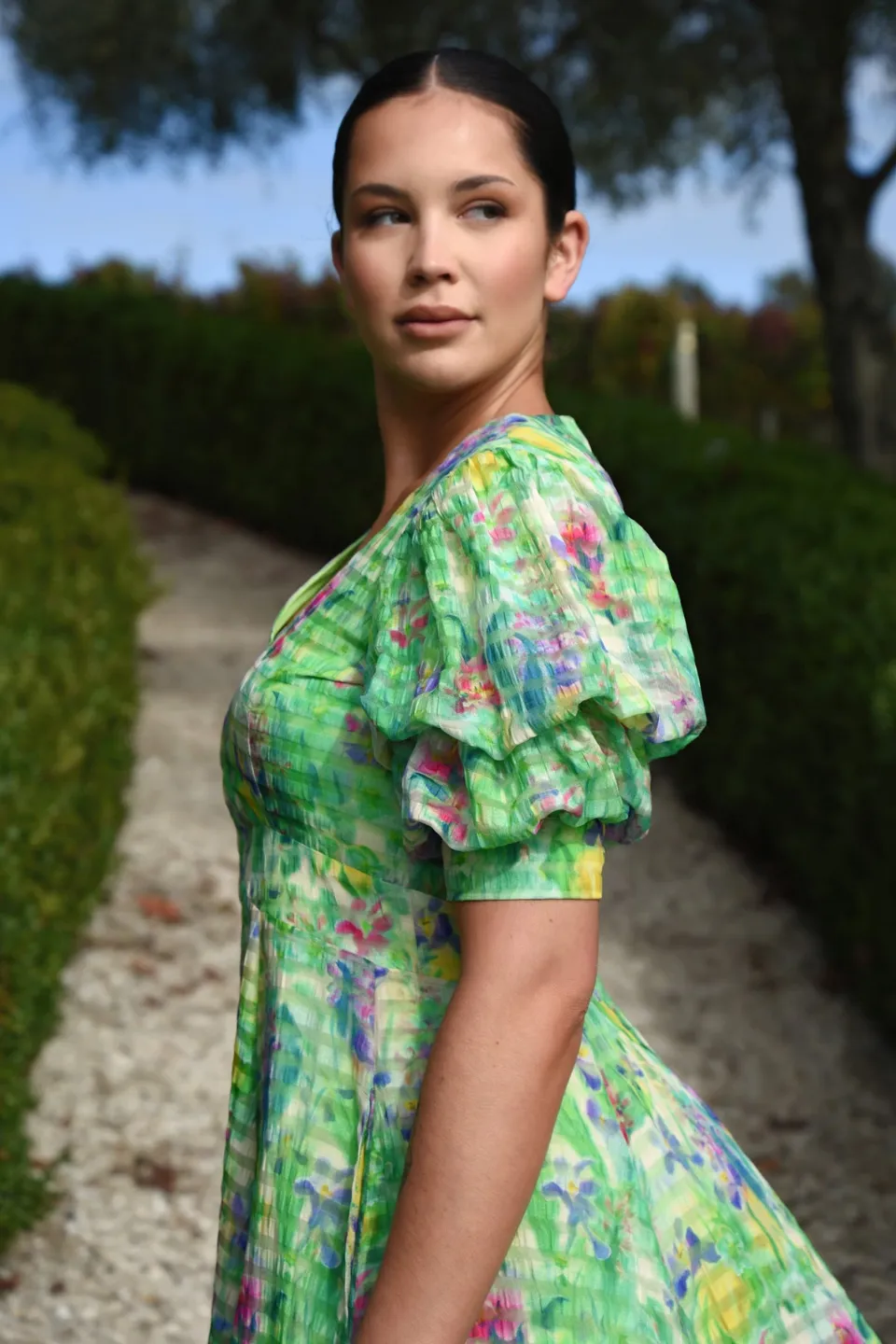 Treat Yourself Green Floral Midi Dress