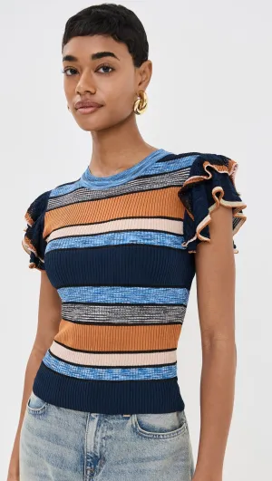 Ul0703 Cecile Top - Adriatic Stripe