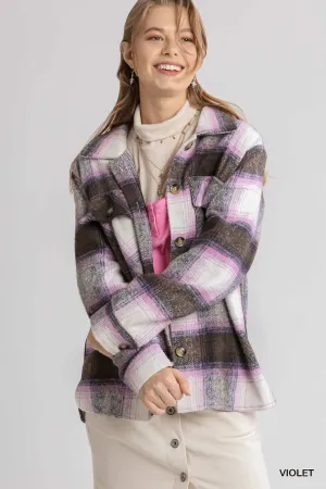 Umgee Violet Plaid Shacket