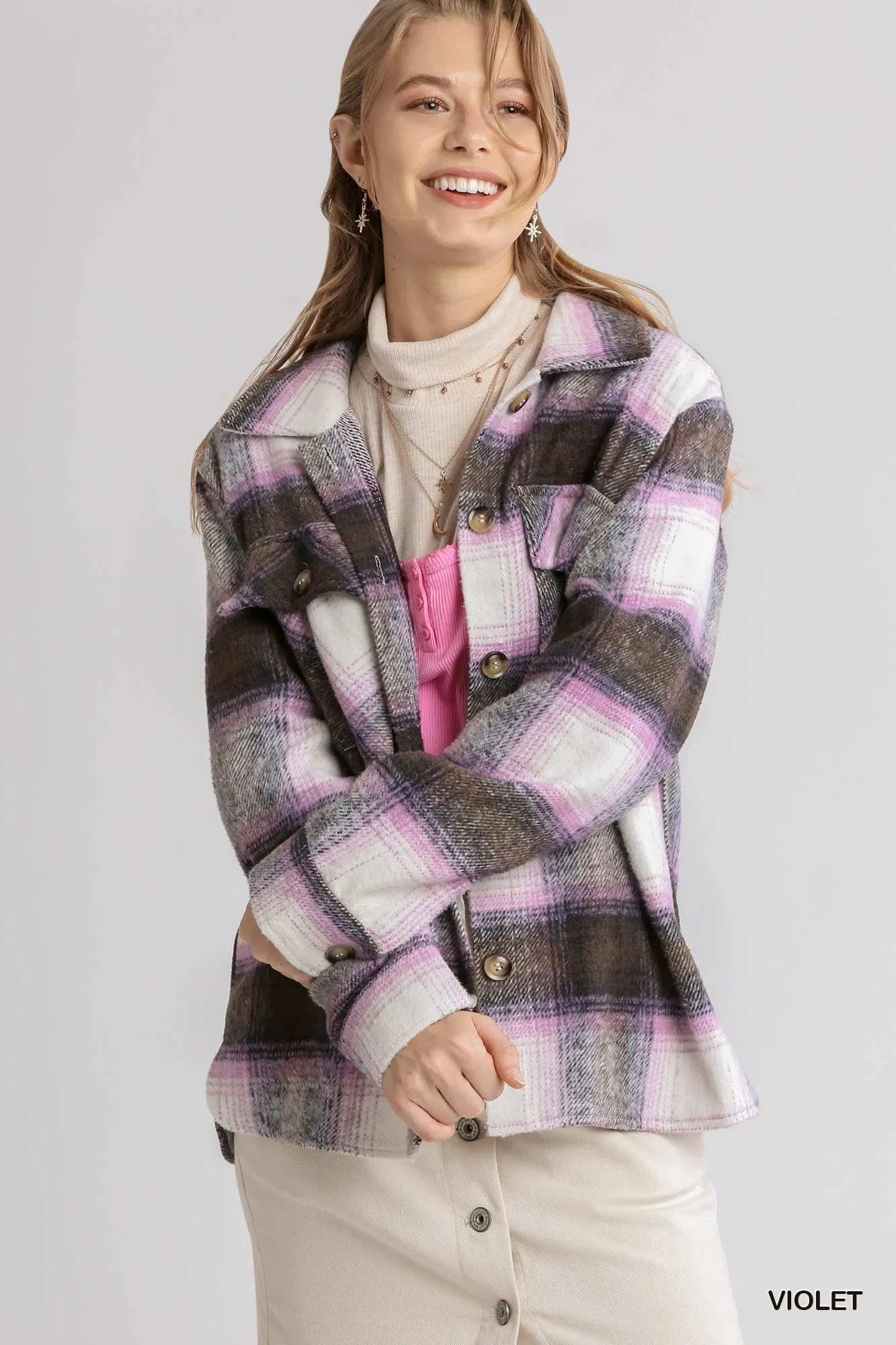 Umgee Violet Plaid Shacket