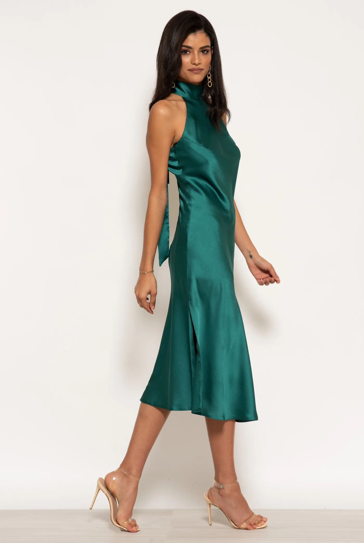 Urban Touch Halterneck Satin Midi Dress