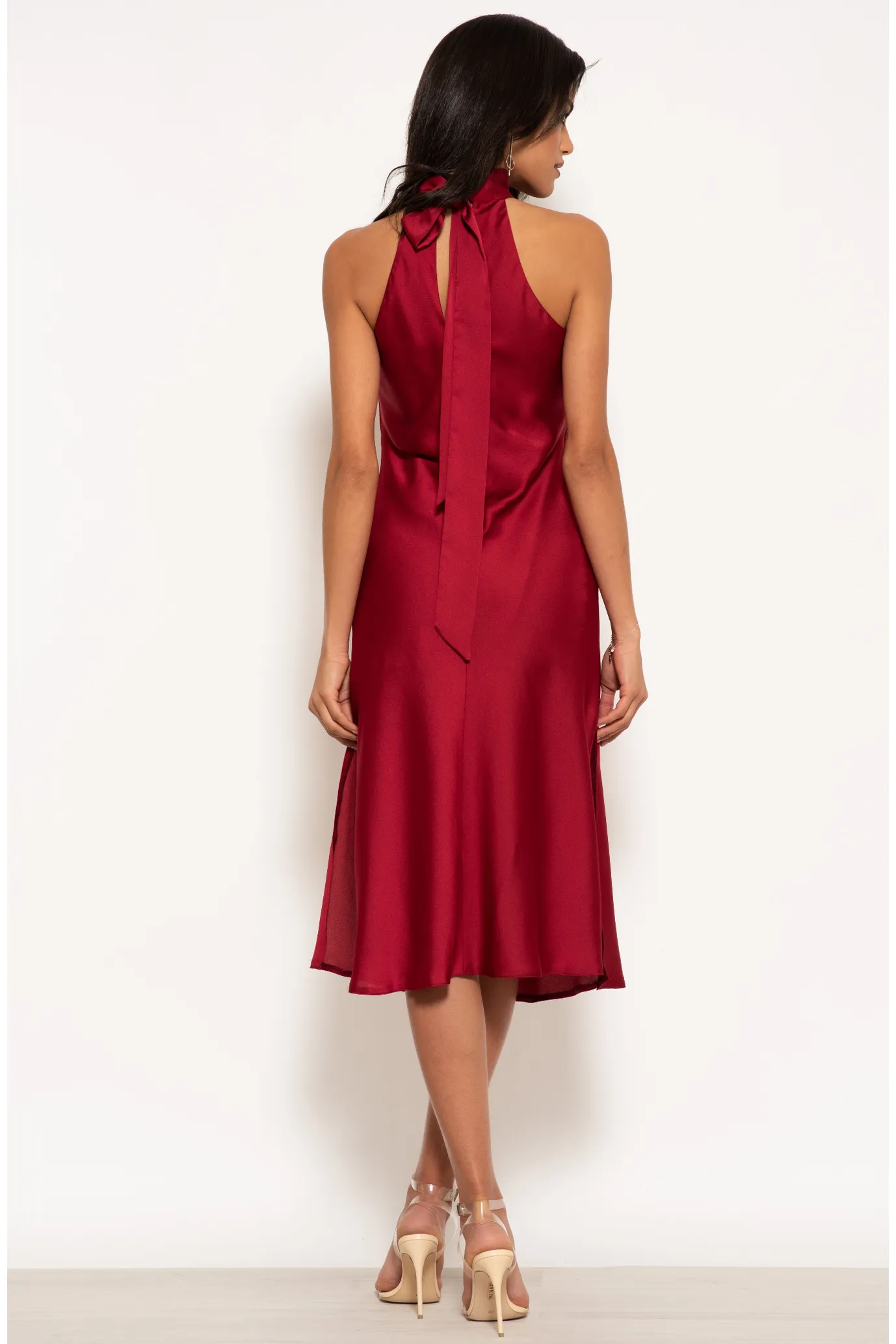 Urban Touch Halterneck Satin Midi Dress