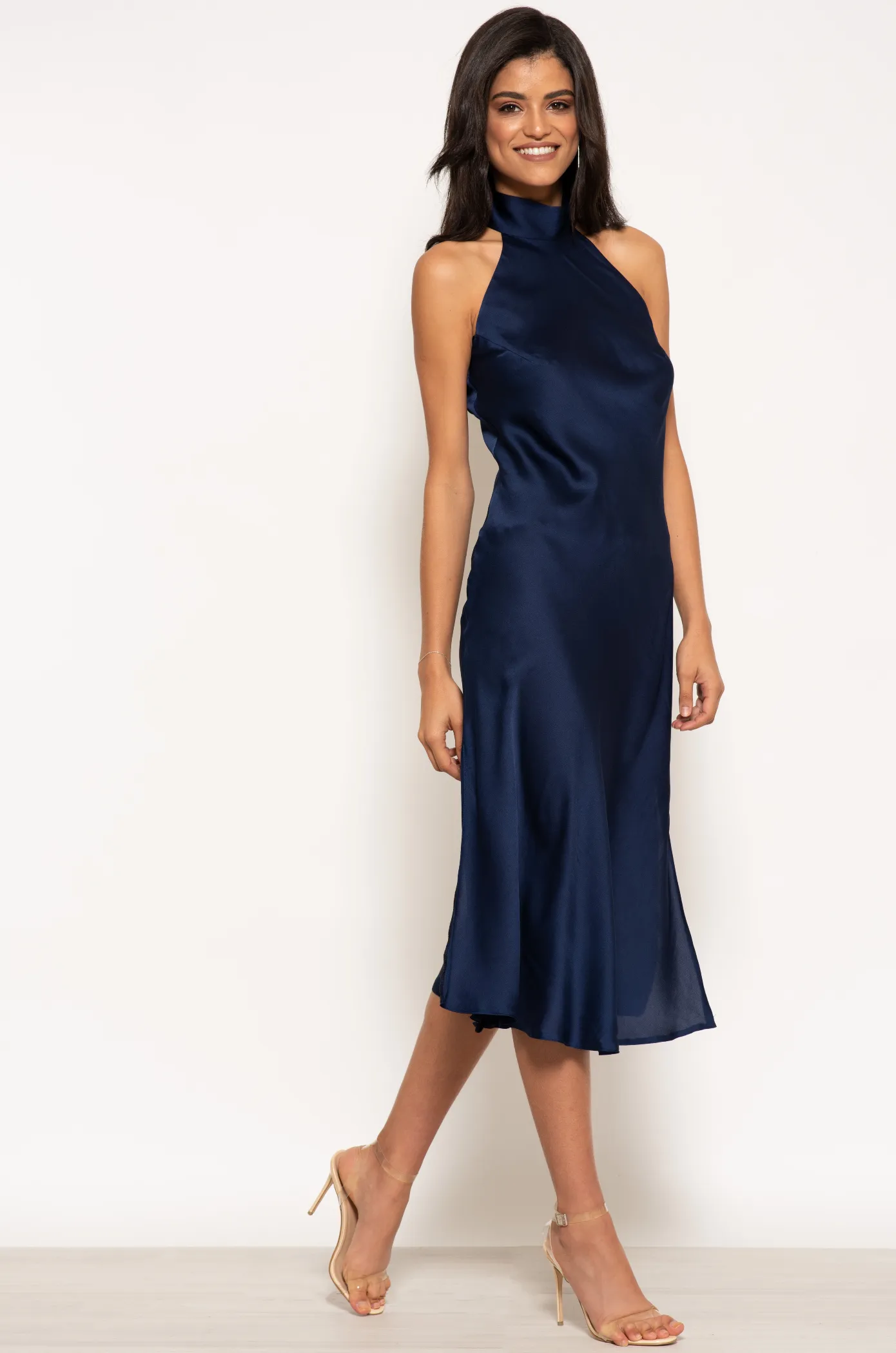 Urban Touch Halterneck Satin Midi Dress